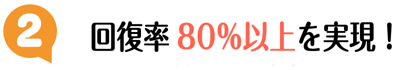 ポイント2:回復率80%以上を実現! ポイント2:回復率80%以上を実現!