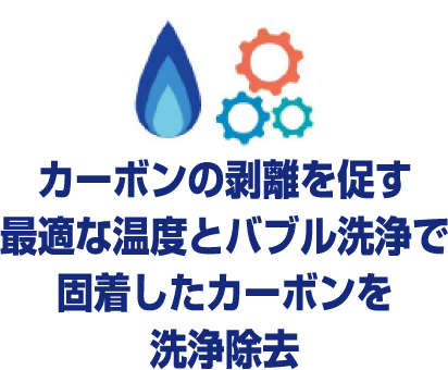 カーボンの剥離を促す最適な温度とバブル洗浄で固着したカーボンを洗浄除去